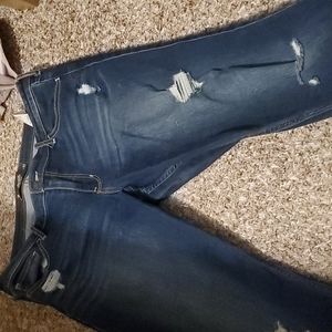 Hollister size 15 distressed dark wash skinny jeans